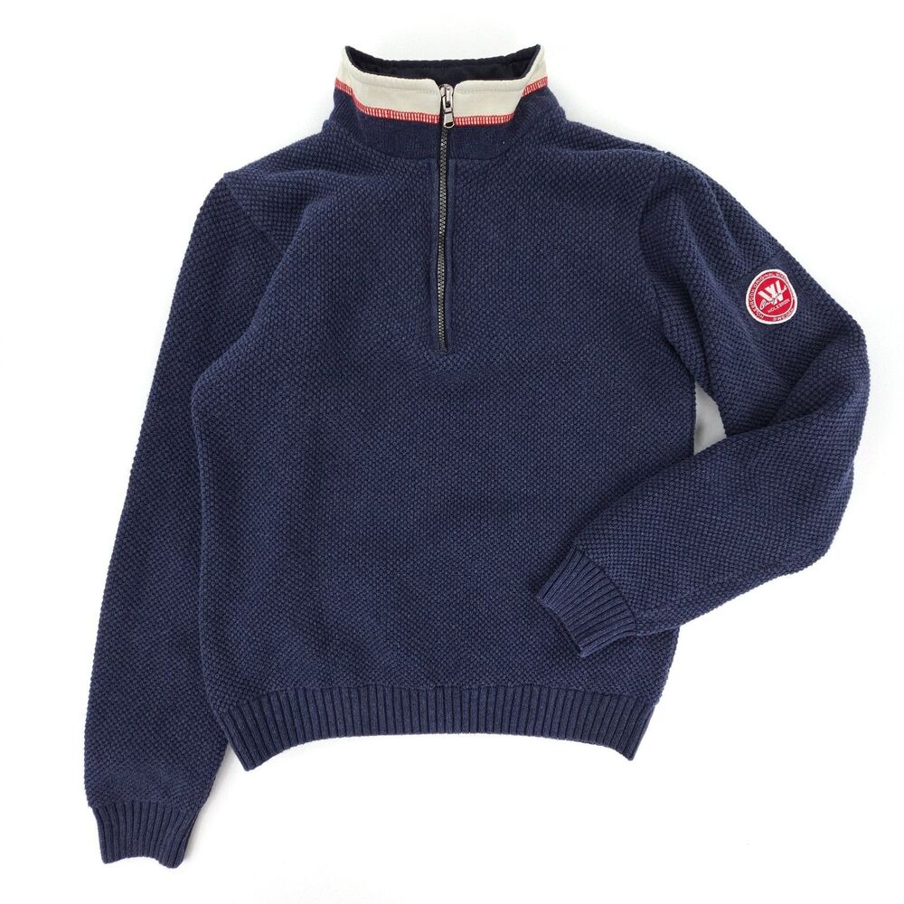 Men's Navy Half-Zip Sweater with Contrast Collar